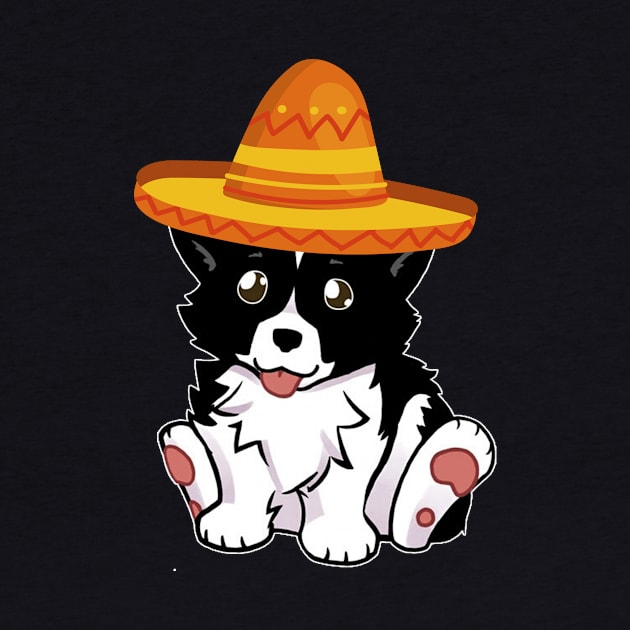 Cute dog border collie mexico cinco de mayo t shirt by franzaled